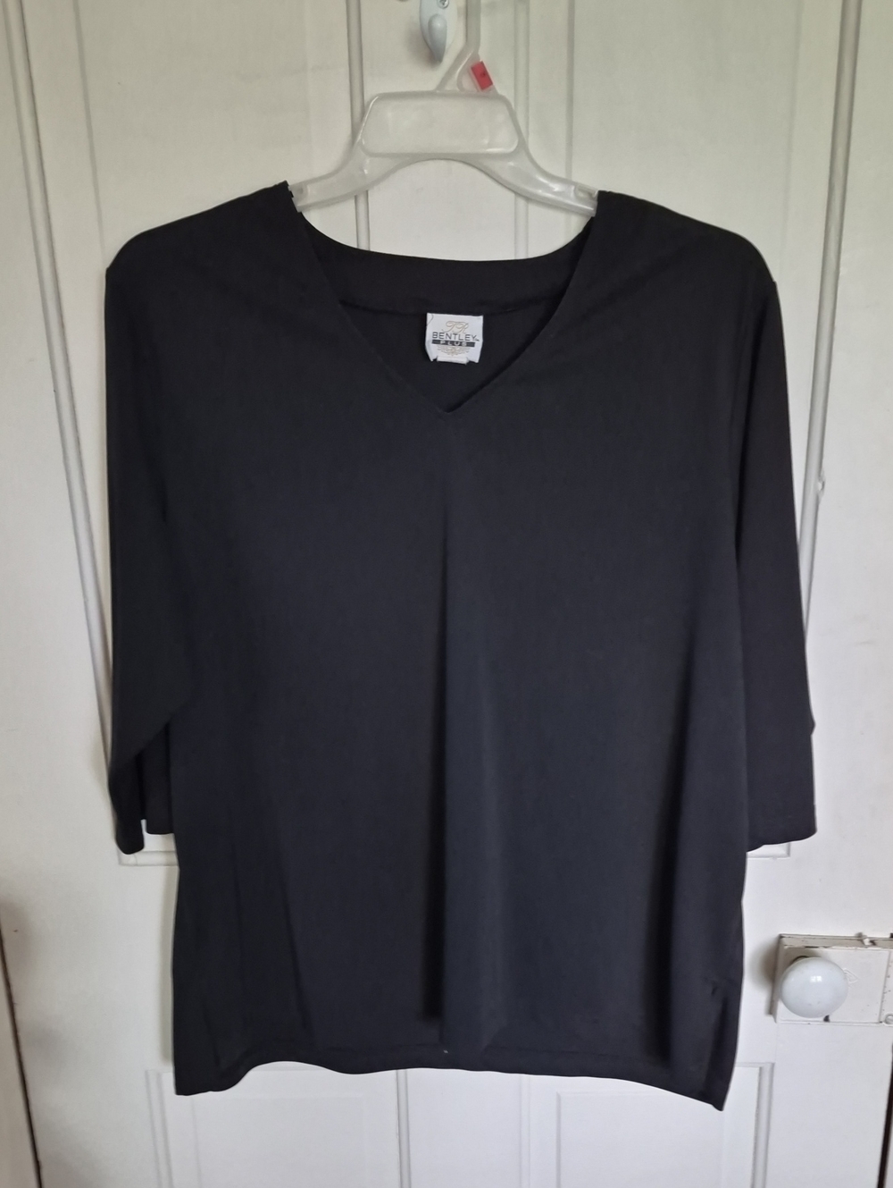 Bentlee Black V-Neck Women's Blouse
